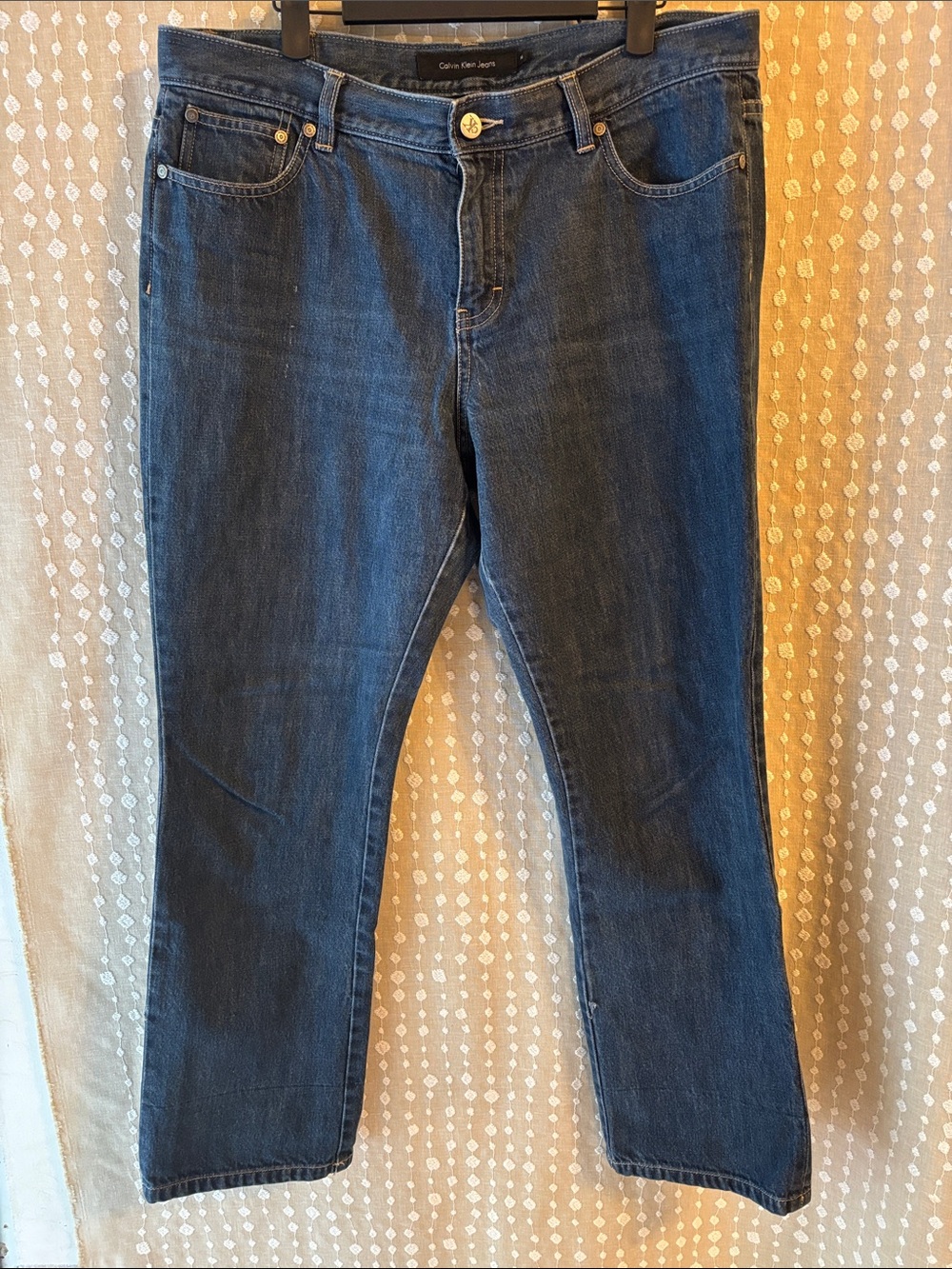 Calvin Klein Straight Leg Jeans in Dark Blue Denim